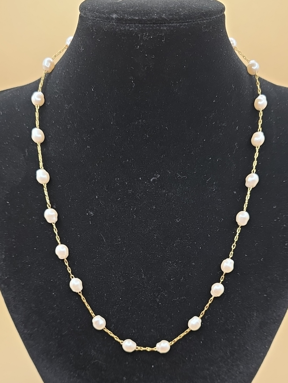 Elegant  Faux White Pearl Stations Necklace